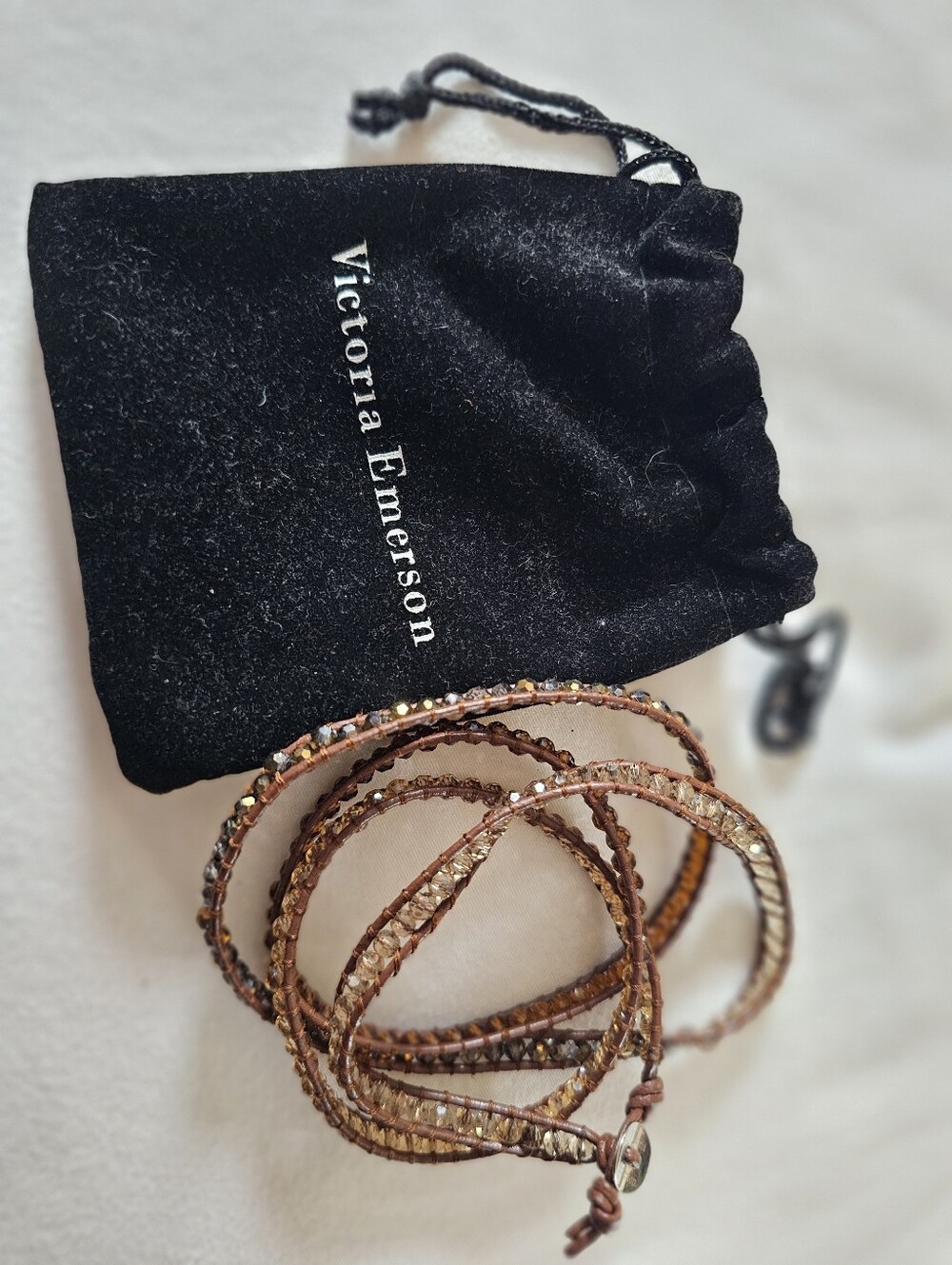 Victoria Emerson Brown and Gold Beaded Wrap Bracelet